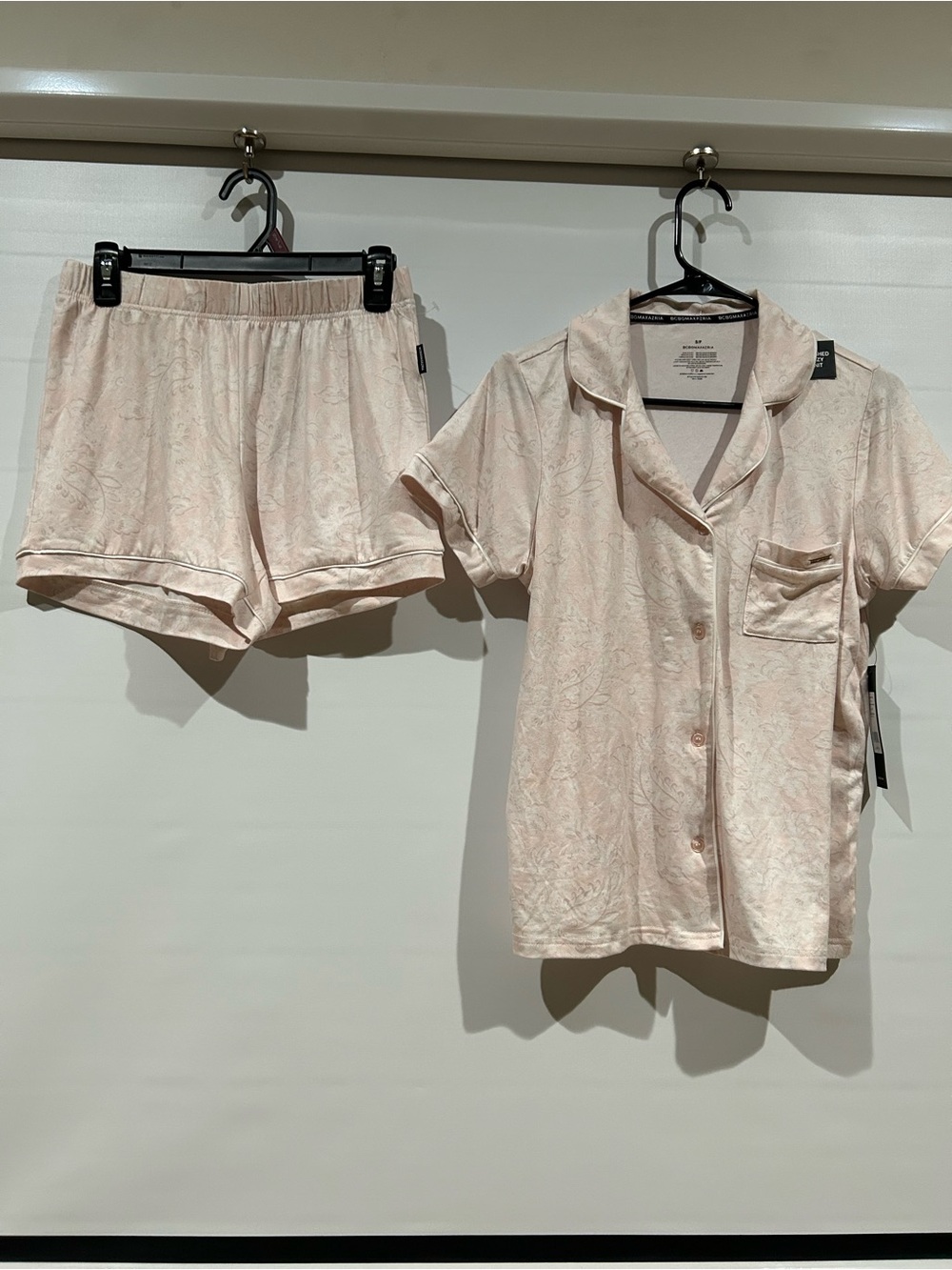 BCBGMaxAzria Pale Pink Short Sleeve Button Pajama Set